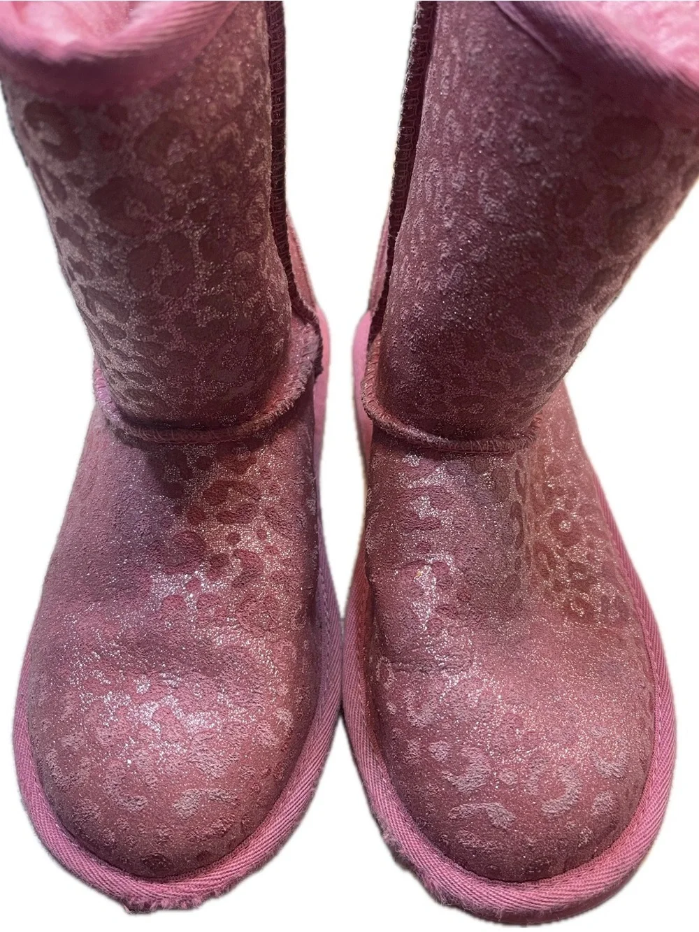 UGG Pink Sparkle Leopard Classic Short Boots